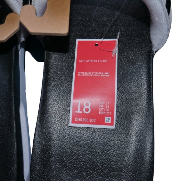 Nike Men's Air Max 1 Slide Size 18 Slippers Sandals Black/Gray/White DH0295-102 - Picture 3 of 11